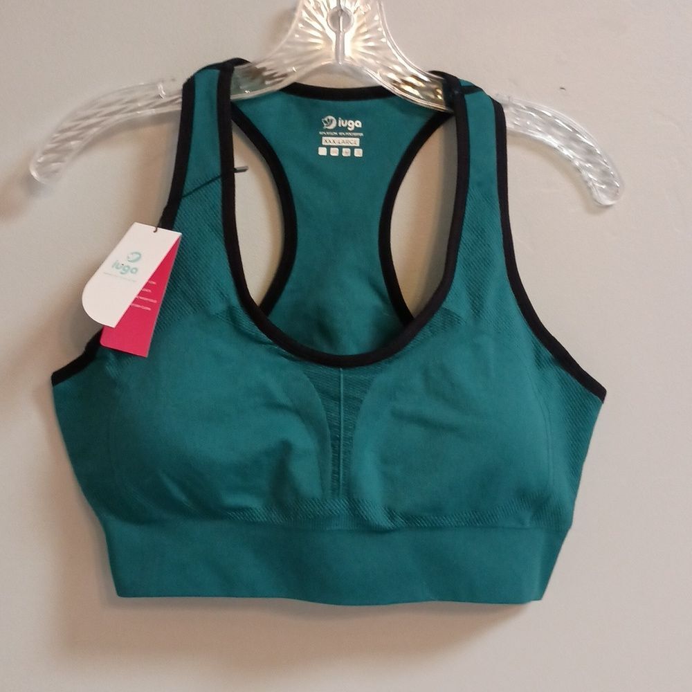Women's Size XXXL High Impact Racerback Sports Bra Padded Green - Picture 8 of 10
